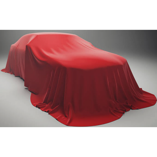 Прокат красного атласа в качестве укрытия презентуемых автомобилей