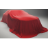 Прокат красного атласа в качестве укрытия презентуемых автомобилей